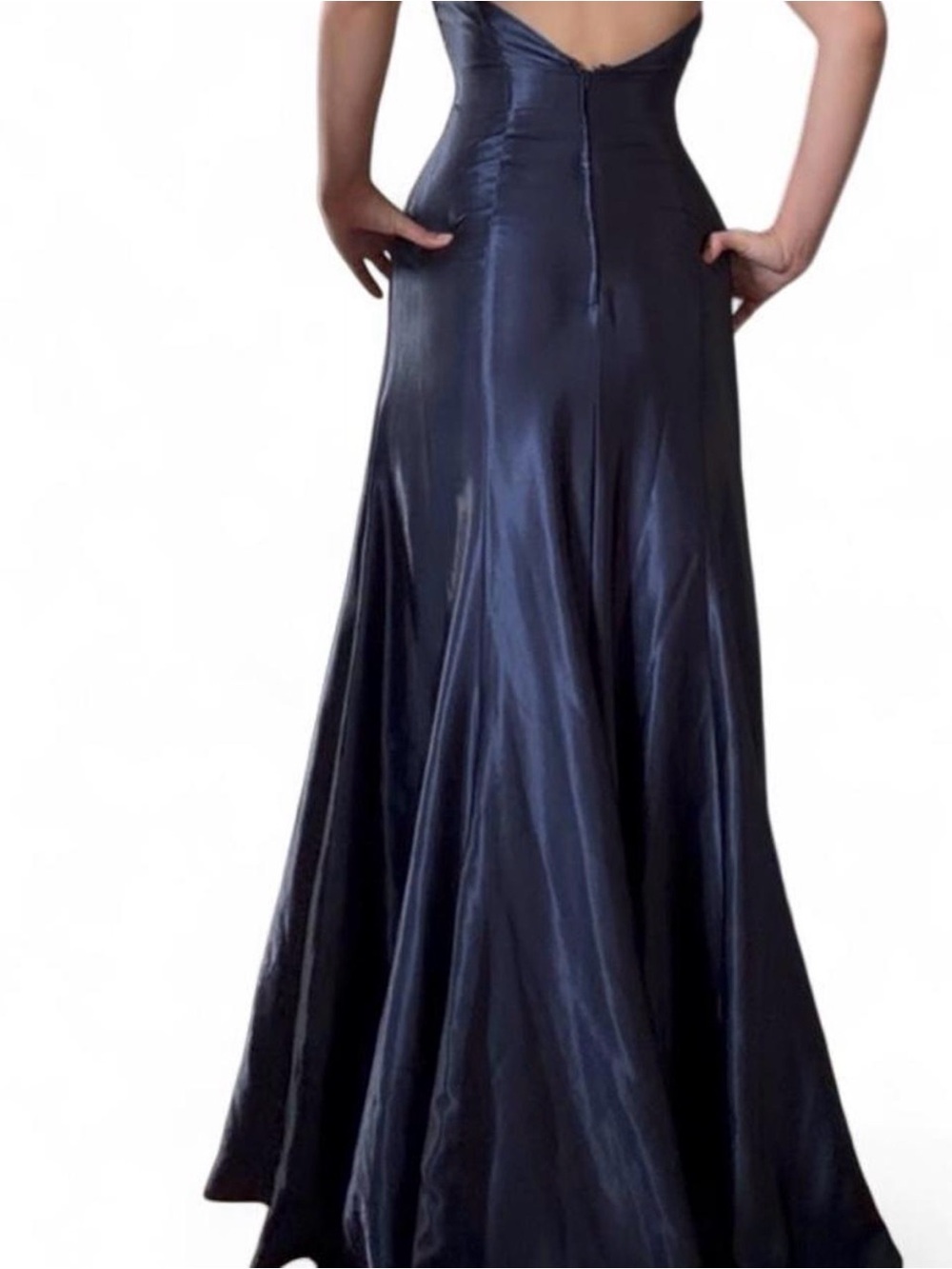 Vintage Tony Bowls Evenings Peacock Beaded Halter Gown sz 6 - Picture 6 of 8